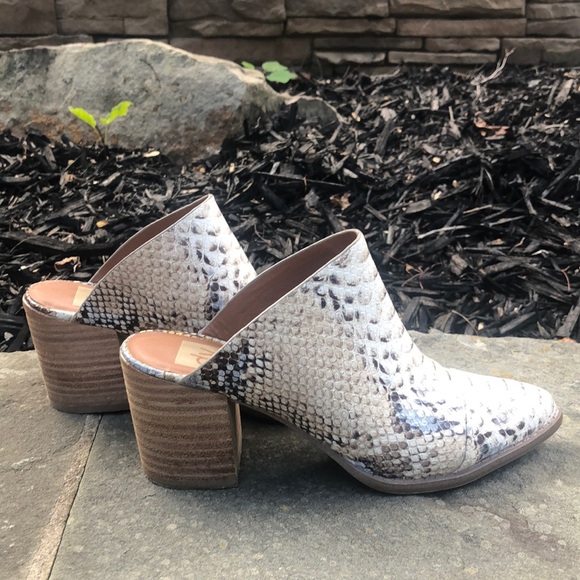 DV by Dolce Vita Shoes - DV by Dolce Vita Snake Print Mules with Block Heel. Excellent condition. Size 6
